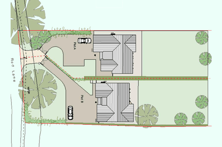 Architectural site plan showing two residential plots