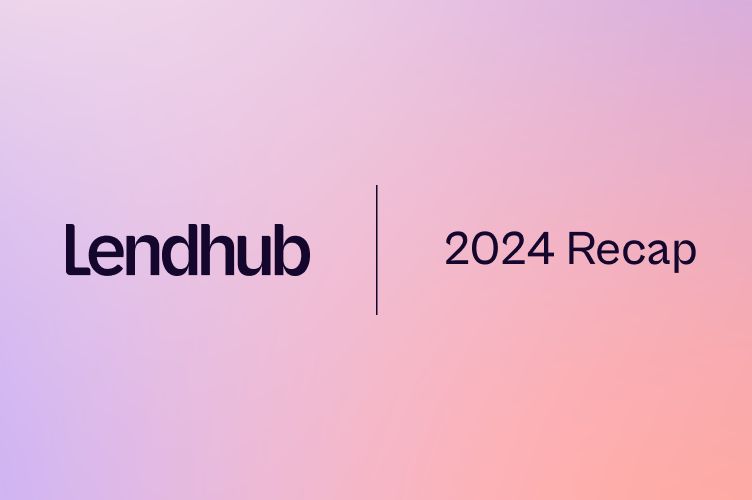 Lendhub logo with text to the right which says 2024 Recap on a purple and red gradient background